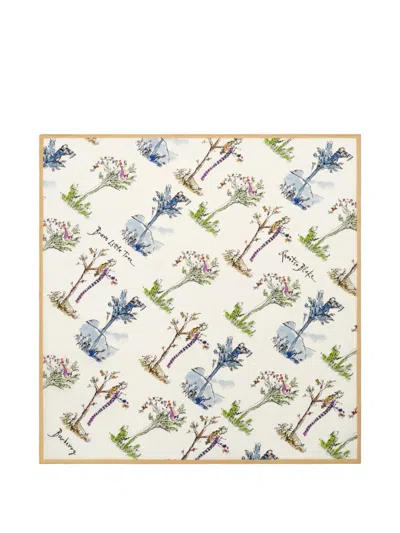 Burberry Brave Little Tree Silk Scarf In Neutral