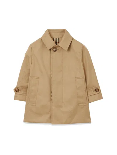 Burberry Check Reversible Cotton Raincoat In Brown