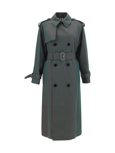 Burberry Breasted Trench Jacket In Green