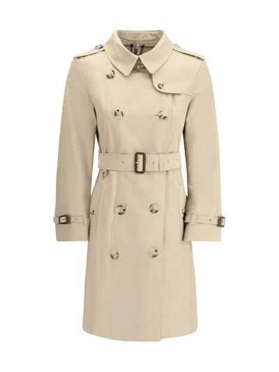 Burberry Mid-length Kensington Heritage Trench Coat Women In Beige