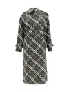 Burberry Snug Check-print Long Trench Coat In Green