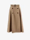 Burberry Beige Skirt With Adjustable Belt And Button Closure In Cotton Woman In Brown