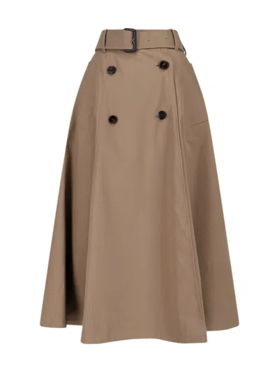 Burberry 'brenda' Midi Skirt In Brown