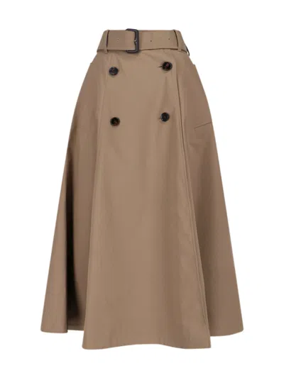 Burberry Brenda Midi Skirt In Brown