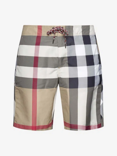 BURBERRY BRETON CHECK-PRINT SWIM SHORTS