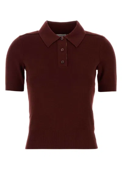 Burberry Brick Wool Polo Shirt In Brown