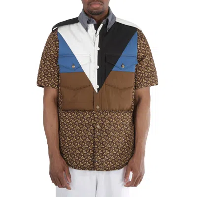 Burberry Bridle Brown Tb Monogram Short Sleeve Cotton Button-down Overshirt