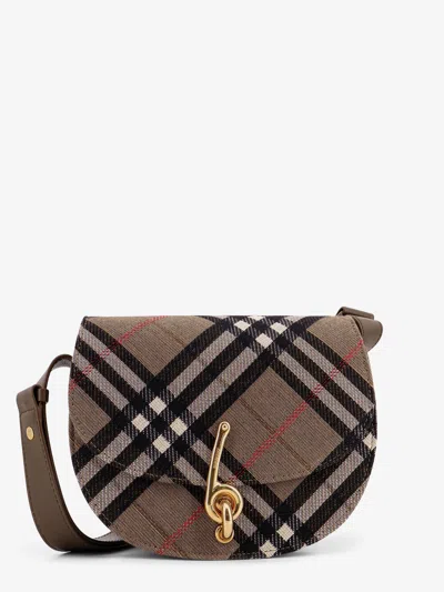 BURBERRY BRIDLE CANVAS AND LEATHER CHECK SHOULDER BAG
