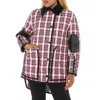 Burberry Bright Red Check Diamond Quilted Tartan Oversized Barn Jacket In Red
