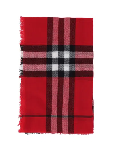 Burberry Bright Red Wool Scarf For Women