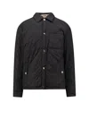 Burberry Quilted Black Coat With Classic Collar And Check Pattern Lining In Black