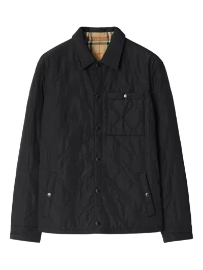 Burberry Brighton Reversible Quilted Nylon Overshirt Clothing In Black