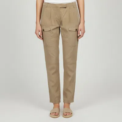 Pre-owned Burberry Brit Beige Lyocell And Silk Pleated Cargo Pants S In Sand