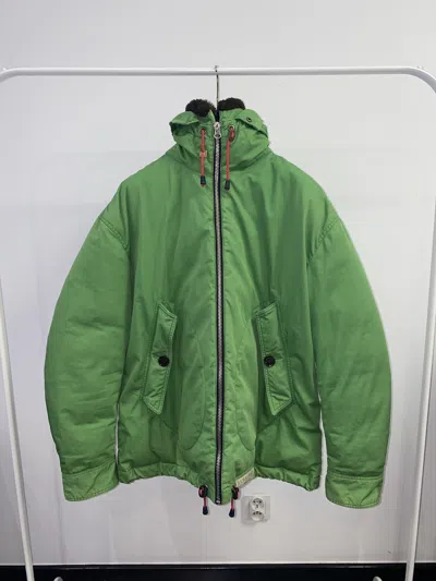 Pre-owned Burberry Brit Green Small Logo Duck Down Puffer Jacket
