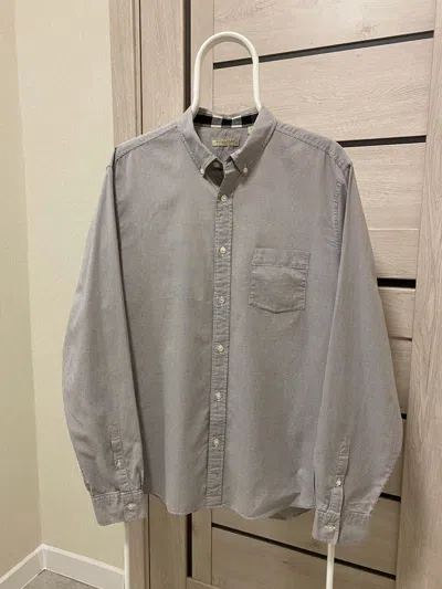 Pre-owned Burberry Brit Mini Check Cotton Shirt In White Grey