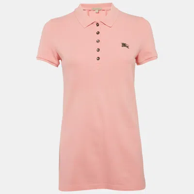 Pre-owned Burberry Brit Pink Cotton Pique Polo T-shirt S
