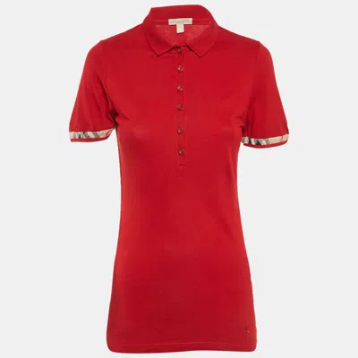 Pre-owned Burberry Brit Red Cotton Pique Polo T-shirt S