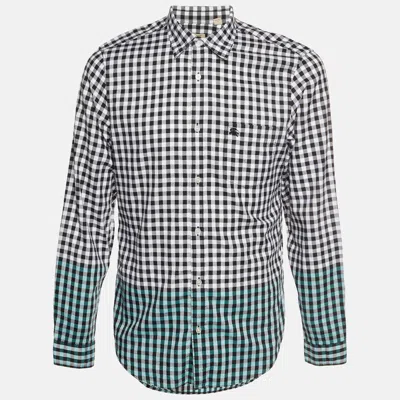 Pre-owned Burberry Brit White Gingham Checked Cotton Long Sleeve T-shirt L