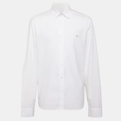 Pre-owned Burberry Brit White Nova Check Detail Stretch Cotton Shirt Xl
