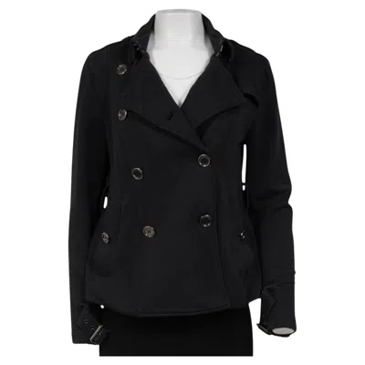 Pre-owned Burberry Brit Womens Double Breasted Belted Jacket Size Us 10 Navy Blue Coat