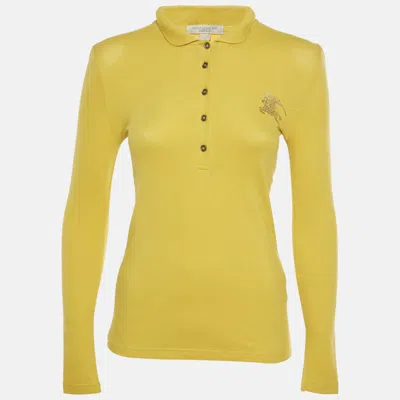 Pre-owned Burberry Brit Yellow Logo Graphic Pique Knit Polo Shirt S