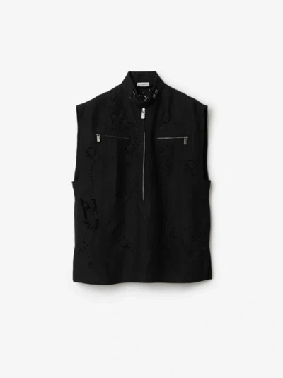Burberry Broderie Anglaise Canvas Top In Black