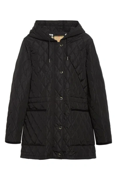 Burberry Bromley Hooded Quilted Jacket In Black