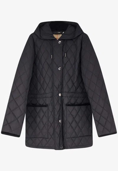 Burberry Quilted Belted Field Jacket In Black