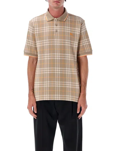 Burberry Broom Check Cotton Polo Shirt In Neutral
