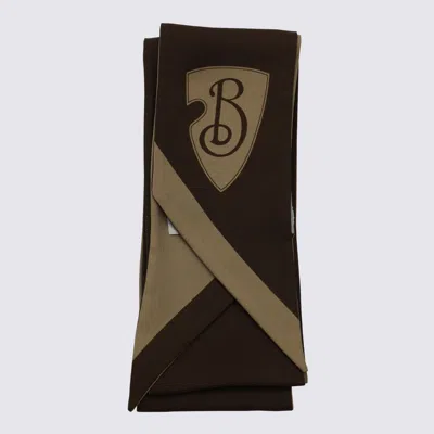 Burberry Brown And Beige Silk Scarves