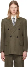 Burberry Brown & Red Tailored Double-breasted Blazer In Coal/fig