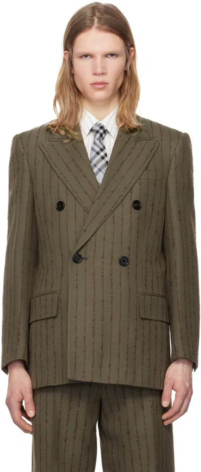 Burberry Brown & Red Tailored Double-breasted Blazer In Coal/fig