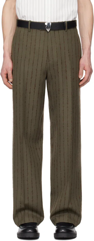 Burberry Brown & Red Tailored Trousers In Coal/fig