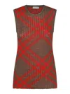 Burberry Ribbed Vest With Check Intarsia In Black