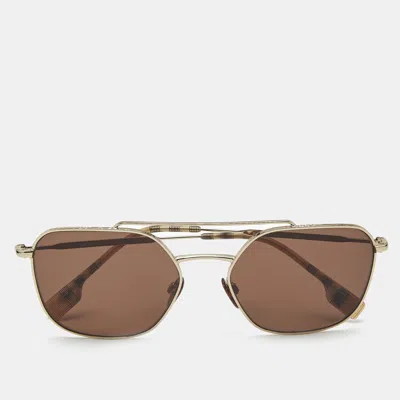 Pre-owned Burberry Brown B 3107 Check Square Sunglasses