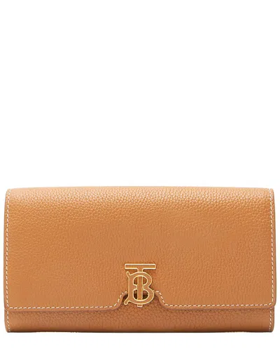 Pre-owned Burberry Brown Calfskin Tb Continental Wallet (authentic Pre-loved)