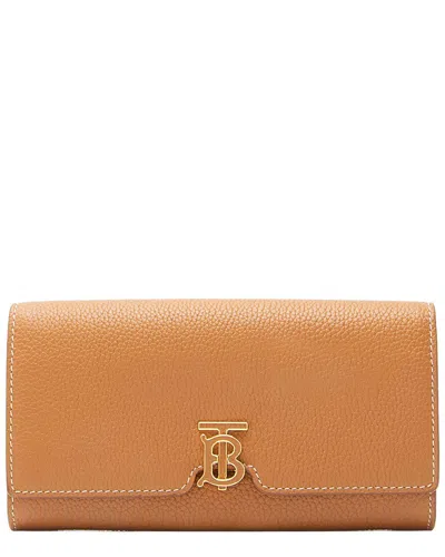 Pre-owned Burberry Brown Calfskin Tb Continental Wallet (authentic Pre-loved)