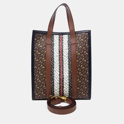 Pre-owned Burberry Brown Canvas And Leather Tote And Shoulder Bag