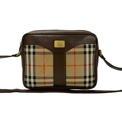 Pre-owned Burberry Brown Canvas Leather Shoulder Bag ()