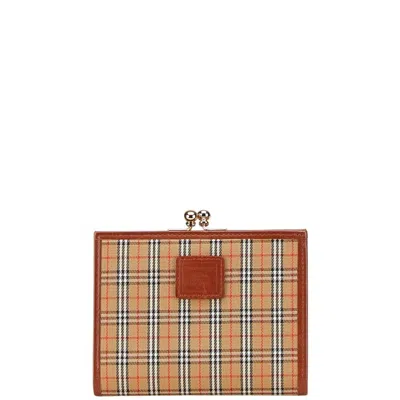 Pre-owned Burberry Brown Canvas Leather Wallet (bi-fold) ()