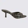 Burberry Khaki Check Linen Blend Mews High Mules In Brown