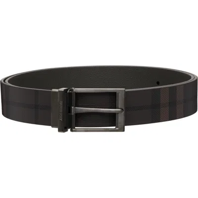 Burberry Brown Check Belt In Dark Brown A1276