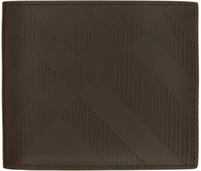 Burberry Brown Check Bifold Wallet In Military