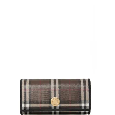 Burberry Brown Check Continental Wallet In C6741 Chocolate Brow