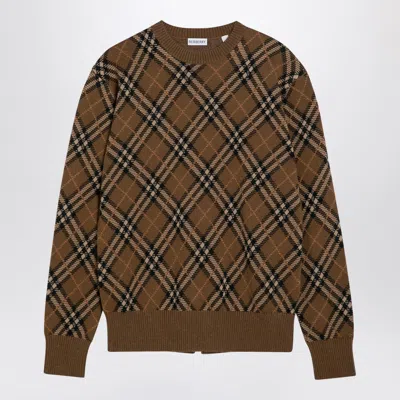 Burberry Brown Check Jumper In Wool And Mohair In Multicolor