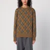 Burberry Brown Check Jumper In Wool And Mohair In Multicolor