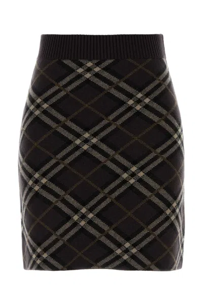 Burberry Brown Check Pattern Mini Skirt