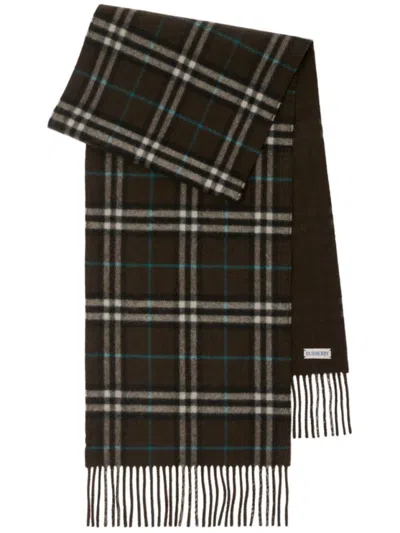 Burberry Brown Check Pattern Scarf In Black