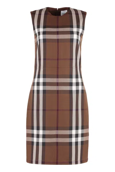 BURBERRY BROWN CHECK SHEATH DRESS FOR WOMEN | TIGHT FIT | FW22