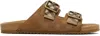 Burberry Check Pattern Flat Sandals Dual Straps In Brown